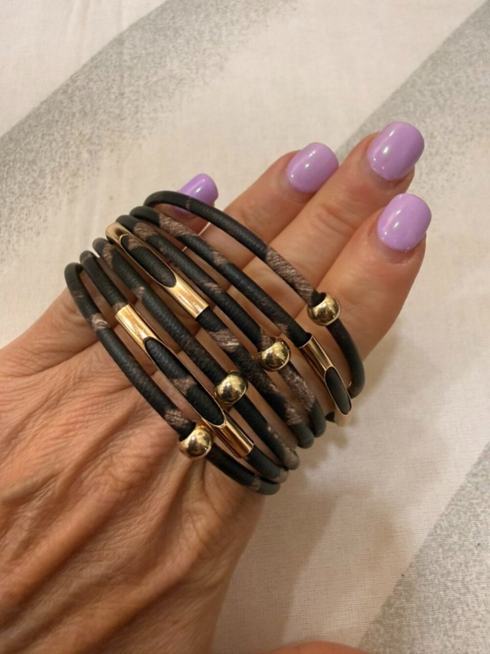 Faux Leather and Gold Tone Magnetic closure Bracelet New